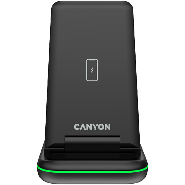 CANYON WS-304, Foldable  3in1 Wireless charger, with touch button for Running water light, Input 9V2A,  12V1.5AOutput 15W10W7.5W5W, Type c 