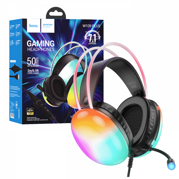 hoco. Slušalice sa mikrofonom, gaming, USB, LED - W109 Plus Rich