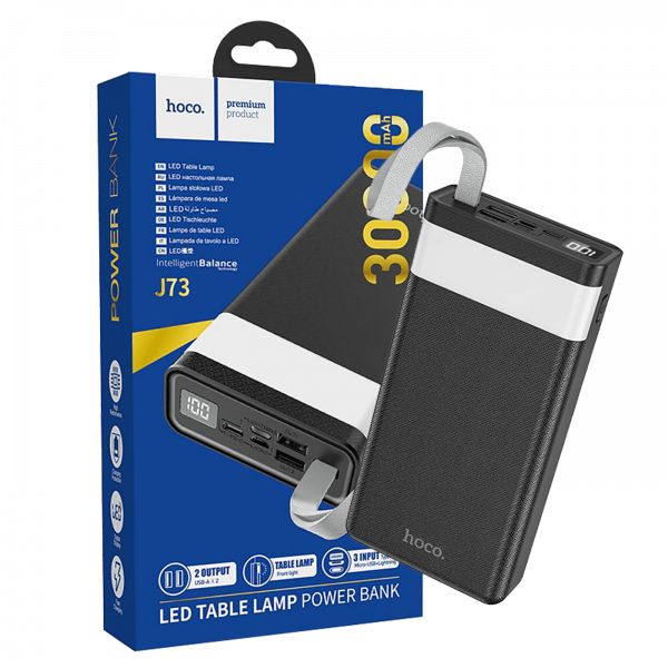 hoco. Power bank 30000mAh, Micro-USB / Tipe-C ulaz, lampa - J73 Powerful, Black