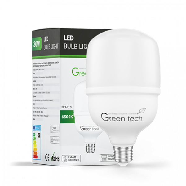 LED SIJALICA E27 30W 6500K 2400lm T100 IP40 Epistar chip GREEN TECH