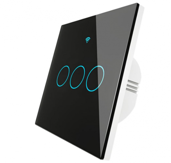 SMART ZIGBEE MOES PAMETNI PREKIDAC SA 3 PREKIDACA CRNI ZS-EU3-BK-MS