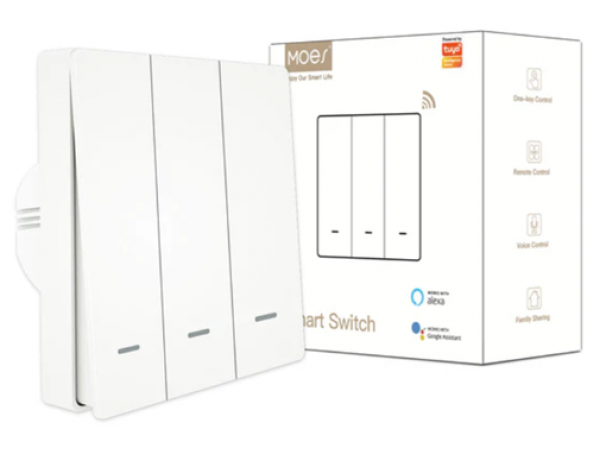 SMART ZIGBEE PAMETNI PREKIDAC EU SA 3 PREKIDACA BELI ZS-B-EU3-WH-MS