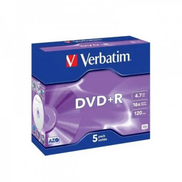 VERBATIM DVD+R 4.7GB 16X 43497 JAWEL CASE AZO MATT SILVER 15