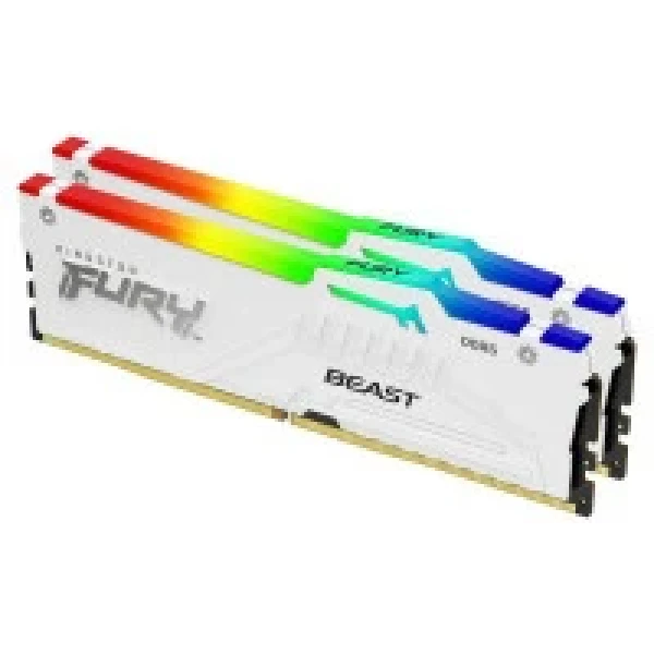 Memorija DDR5 64GB (2x32GB) 5600MHz Kingston Fury Beast RGB XMP KF556C40BWAK2-64 White
