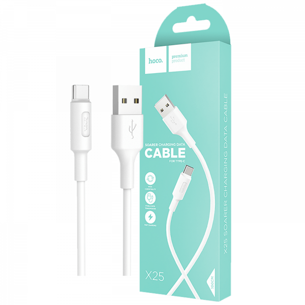 hoco. X25 Soarer USB tip C, Beli - X25 Soarer USB type C, White