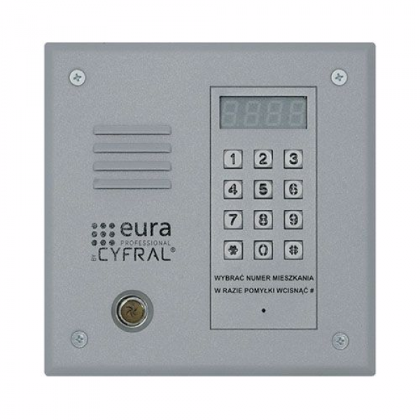 Spoljni digitalni panel ''eura'' CYFRAL PC-1000D silver sa ugradjenom digitalnom elektronikom za 255 apartmana i citacem RFID kartica