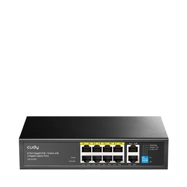 Svič 101001000 10-port Cudy GS1010P 8 PoE+ sa 2 Gigabit Uplink porta 120W
